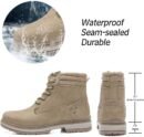 Women's Work Waterproof Hiking Combat Boots Lace up Low Heel Booties Ankle Boots