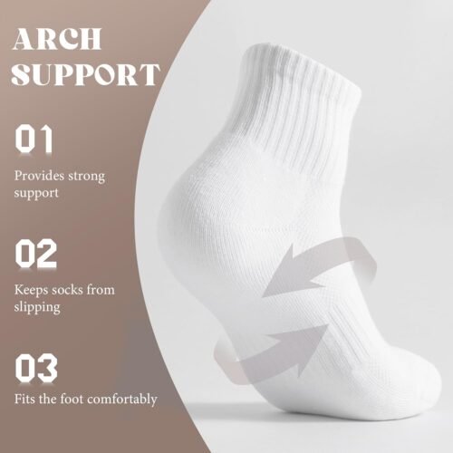 6 Pairs Quarter Socks for Women/Men, Moisture-Wicking Breathable Athletic Socks with Reinforced Footbed Cushion - Image 2