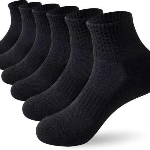 6 Pairs Quarter Socks for Women/Men, Moisture-Wicking Breathable Athletic Socks with Reinforced Footbed Cushion