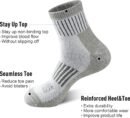Men's Merino Wool Cushioned Hiking Trekking Socks 4 Pairs, Quarter Length with Moisture Wicking