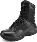 Mens Military Tactical Work Boots Hiking Side Zip Leather Outdoor Motorcycle Combat Boots