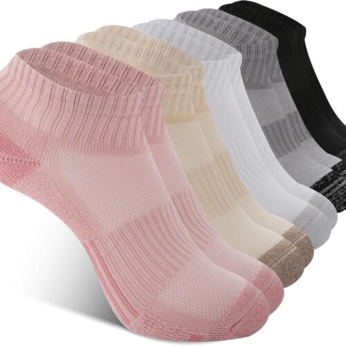 Ankle Socks Womens Athletic Running Socks Moisture-Wicking Bamboo Viscose Cushioned Anti-Blister 5/6 Pairs