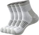 Men's Merino Wool Cushioned Hiking Trekking Socks 4 Pairs, Quarter Length with Moisture Wicking