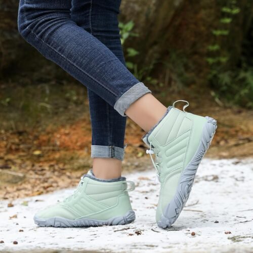 Hiking Barefoot Boots Womens Mens Winter Warm Fur Lined Snow Boots Zero Drop Comfortable Booties Non-Slip Wide Toe Box Waterproof Barefoot Shoes for Hike Walking Outdoor Footwear Unisex - Image 2