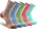 Women Socks Hiking Running Thick Cushion Athletic Crew Socks 5-Pair