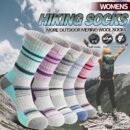 Merino Wool Hiking Socks for Women Thermal Winter Warm Boot Work Cushion Socks 5 Pairs