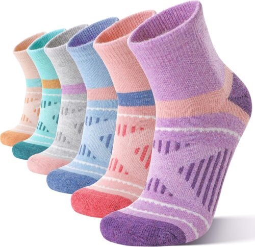 6 Pairs Merino Wool Ankle Hiking Running Socks Compression Support Thick Cushion No Show Socks for Men Women