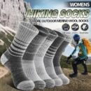 Merino Wool Hiking Socks for Women Thermal Winter Warm Boot Work Cushion Socks 5 Pairs