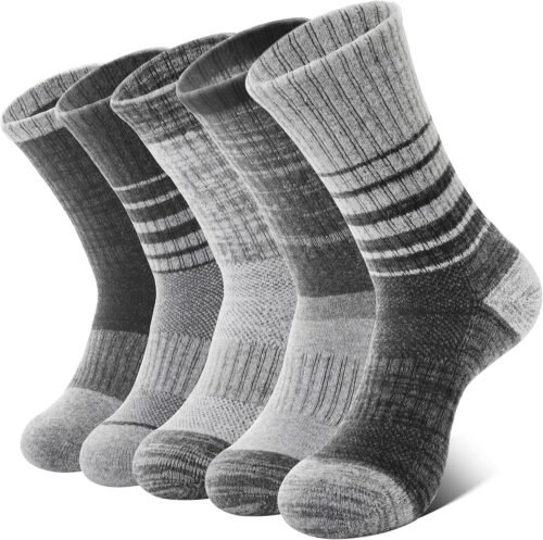 Merino Wool Hiking Socks for Women Thermal Winter Warm Boot Work Cushion Socks 5 Pairs