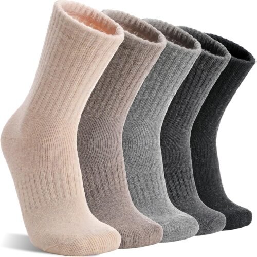 5 Pairs Womens Merino Wool Socks Hiking Warm Winter Thick Thermal Crew Cozy Cabin Ladies Gift Comfy Boot Work Socks
